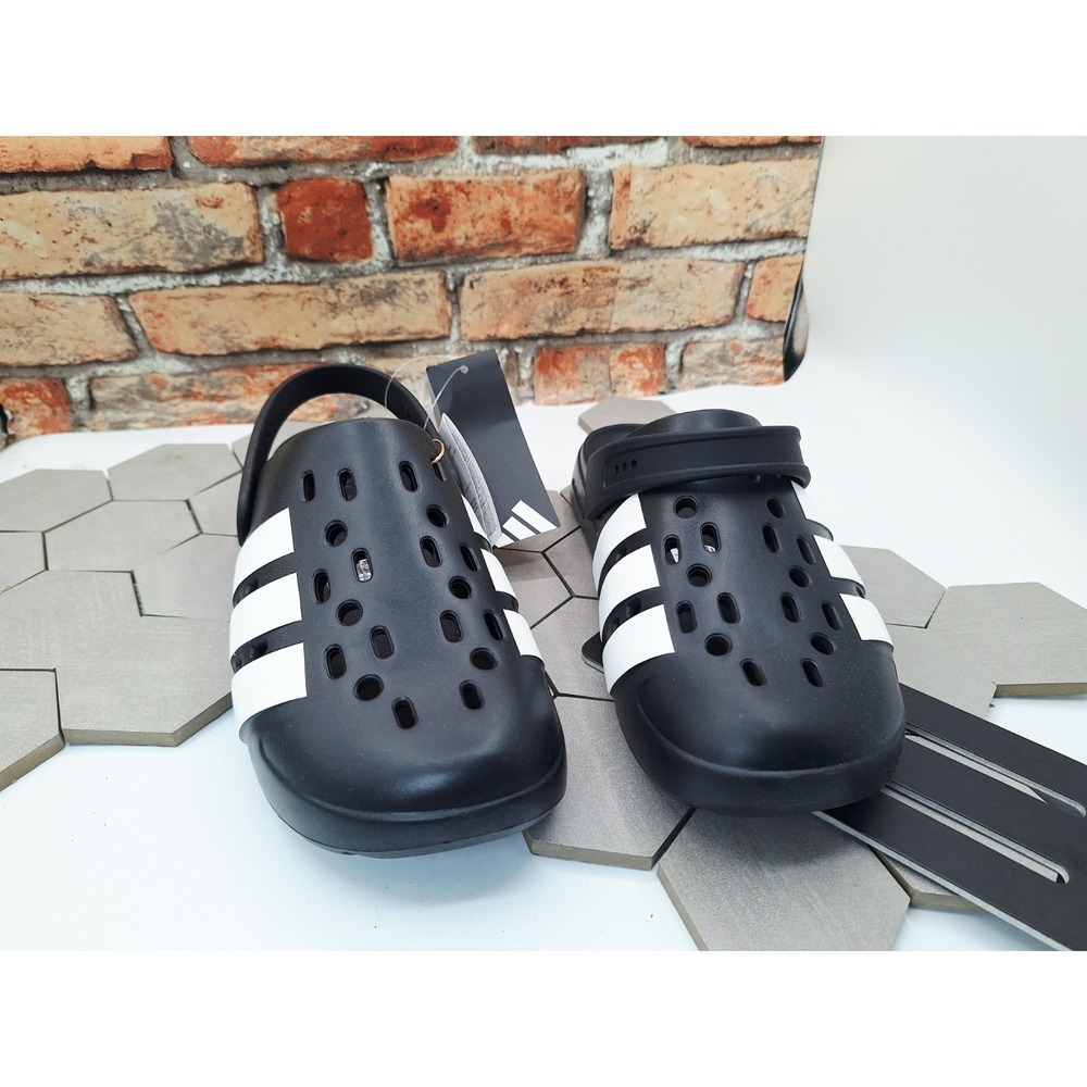 Adidas Adilette Clog 2.0 Black White Men Sz 11 / Womens 12 Cloudfoam Mule JQ8058 - Picture 8 of 13